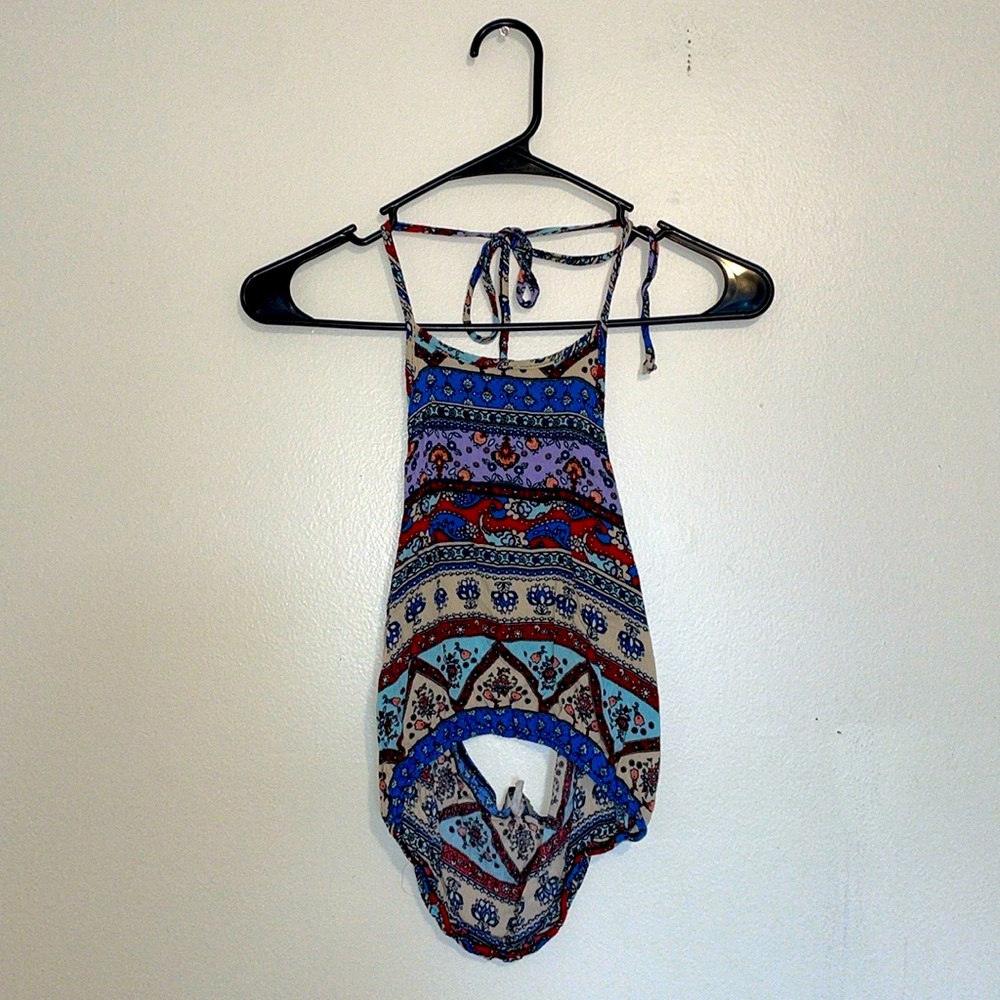 Ambiance | Floral Print Open Back Halter Tank Top